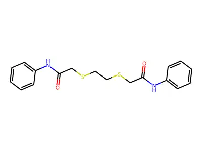 N-phenyl-2-[(2-{[(phenylcarbamoyl)methyl]sulfanyl}ethyl)sulfanyl]acetamide structure