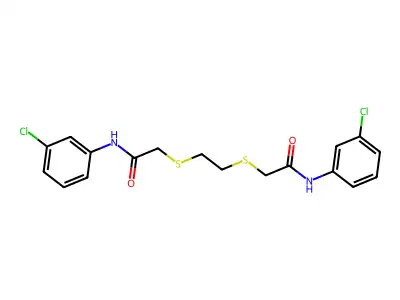 N-(3-chlorophenyl)-2-{[2-({[(3-chlorophenyl)carbamoyl]methyl}sulfanyl)ethyl]sulfanyl}acetamide structure