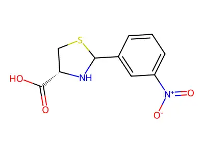 2-(3-Nitrophenyl)-1,3-thiazolidine-4-carboxylic acid structure