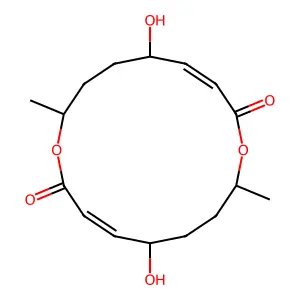 5,13-Dihydroxy-8,16-dimethyl-1,9-dioxacyclohexadeca-3,11-diene-2,10-dione structure