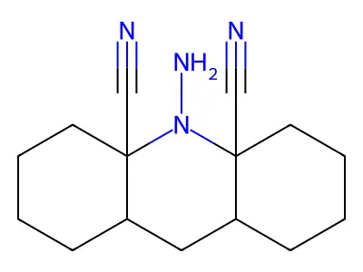 10-amino-2,3,4,5,6,7,8,8a,9,9a-decahydro-1H-acridine-4a,10a-dicarbonitrile structure