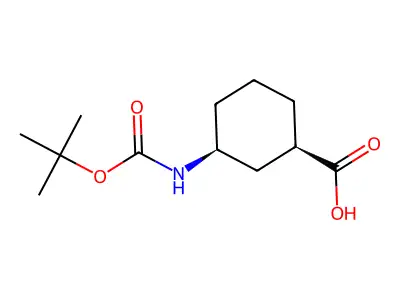 (1S,3R)-3-{[(tert-butoxy)carbonyl]amino}cyclohexane-1-carboxylic acid structure