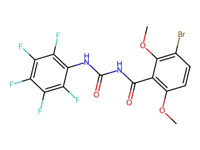 N-(3-bromo-2,6-dimethoxybenzoyl)-N'-(2,3,4,5,6-pentafluorophenyl)urea structure