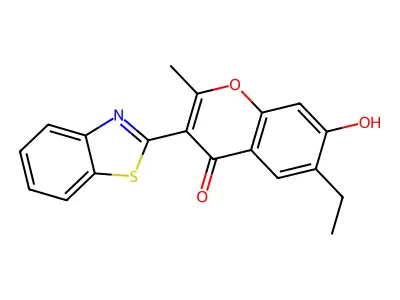 3-(1,3-benzothiazol-2-yl)-6-ethyl-7-hydroxy-2-methyl-4H-chromen-4-one structure
