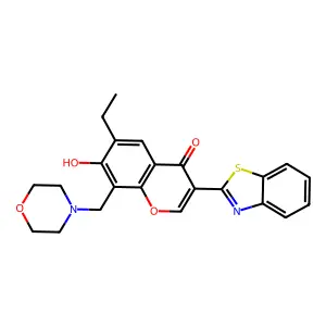 3-(benzo[d]thiazol-2-yl)-6-ethyl-7-hydroxy-8-(morpholinomethyl)-4H-chromen-4-one structure