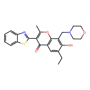 3-(benzo[d]thiazol-2-yl)-6-ethyl-7-hydroxy-2-methyl-8-(morpholinomethyl)-4H-chromen-4-one structure