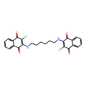 2,2'-(Hexane-1,6-diyldiimino)bis(3-chloronaphthalene-1,4-dione) structure