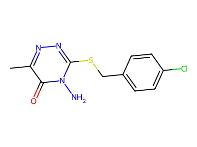 4-Amino-3-[(4-chlorobenzyl)thio]-6-methyl-4,5-dihydro-1,2,4-triazin-5-one structure
