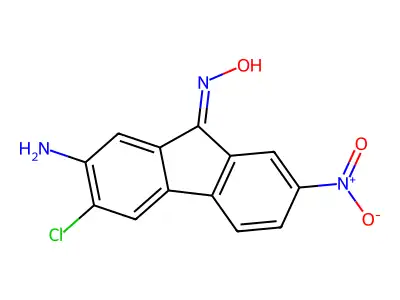N-(2-amino-3-chloro-7-nitrofluoren-9-ylidene)hydroxylamine structure