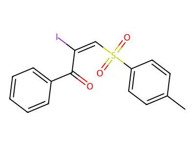 (E)-2-iodo-3-(4-methylphenyl)sulfonyl-1-phenylprop-2-en-1-one structure