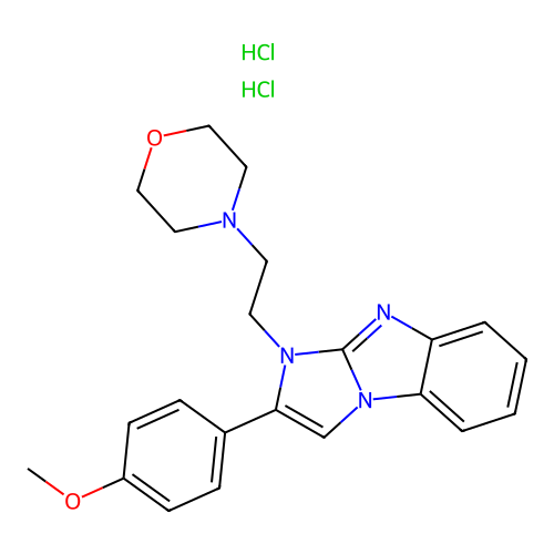 4-[2-[2-(4-methoxyphenyl)imidazo[1,2-a]benzimidazol-3-yl]ethyl]morpholine dihydrochloride structure
