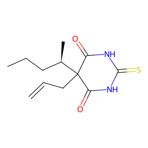 5-[(2R)-pentan-2-yl]-5-prop-2-enyl-2-sulfanylidene-1,3-diazinane-4,6-dione structure