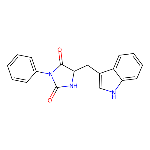 5-(1H-indol-3-ylmethyl)-3-phenylimidazolidine-2,4-dione structure