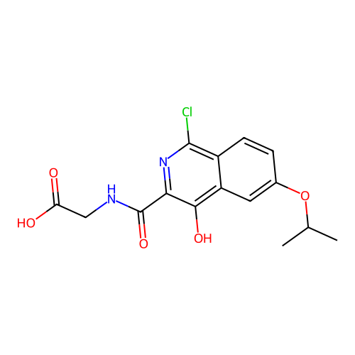 N-[(1-chloro-4-hydroxy-6-isopropoxy-isoquinolin-3-yl)carbonyl] glycine structure