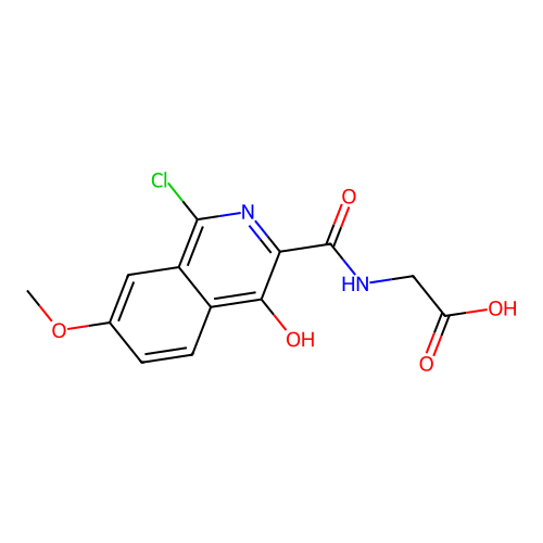 [(1-Chloro-4-hydroxy-7-methoxy-isoquinoline-3-carbonyl)-amino]-acetic acid structure