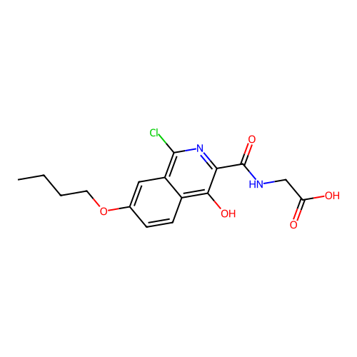 2-[(7-Butoxy-1-chloro-4-hydroxyisoquinoline-3-carbonyl)amino]acetic acid structure