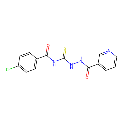 4-chloro-N-{[2-(pyridin-3-ylcarbonyl)hydrazinyl]carbonothioyl}benzamide structure