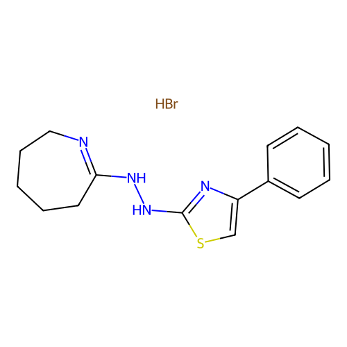 4-phenyl-2-(2-(3,4,5,6-tetrahydro-2H-azepin-7-yl)hydrazinyl)thiazole hydrobromide structure