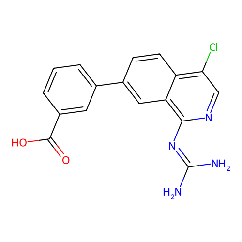 3-[4-chloro-1-(diaminomethylideneamino)isoquinolin-7-yl]benzoic Acid structure