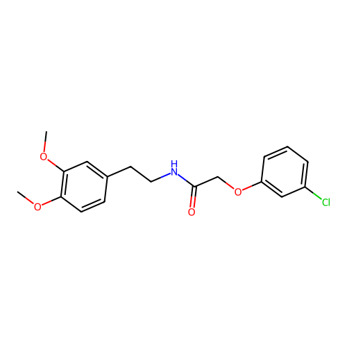2-(3-chlorophenoxy)-N-[2-(3,4-dimethoxyphenyl)ethyl]acetamide structure
