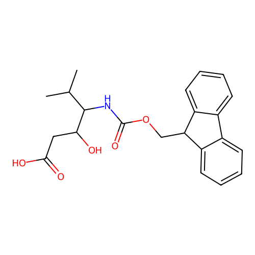 4-(9H-fluoren-9-ylmethoxycarbonylamino)-3-hydroxy-5-methylhexanoic acid structure
