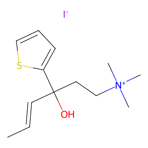 Ammonium, (3-hydroxy-3-(2-thienyl)-5-hexenyl)trimethyl-, iodide structure