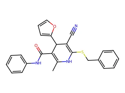 6-benzylsulfanyl-5-cyano-4-(furan-2-yl)-2-methyl-N-phenyl-1,4-dihydropyridine-3-carboxamide structure