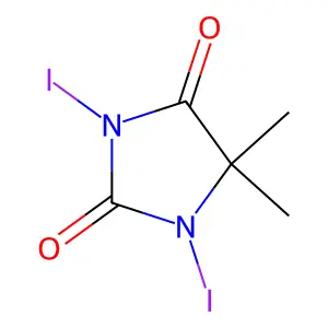 1,3-Diiodo-5,5-dimethylimidazolidine-2,4-dione structure