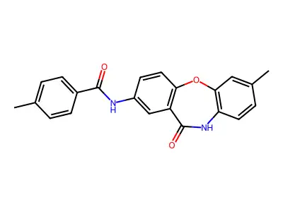4-methyl-N-(2-methyl-6-oxo-5H-benzo[b][1,4]benzoxazepin-8-yl)benzamide structure