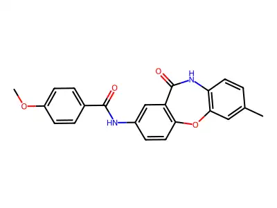 4-methoxy-N-(2-methyl-6-oxo-5H-benzo[b][1,4]benzoxazepin-8-yl)benzamide structure