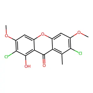 Xanthen-9-one, 2,7-dichloro-1-hydroxy-3,6-dimethoxy-8-methyl- structure