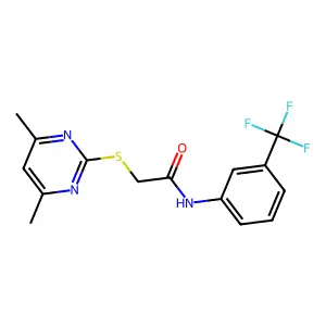 2-(4,6-dimethylpyrimidin-2-yl)sulfanyl-N-[3-(trifluoromethyl)phenyl]acetamide structure