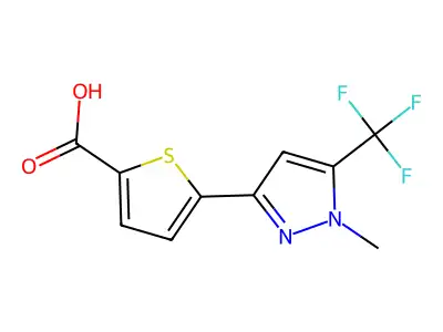 5-[1-methyl-5-(trifluoromethyl)pyrazol-3-yl]thiophene-2-carboxylic Acid structure