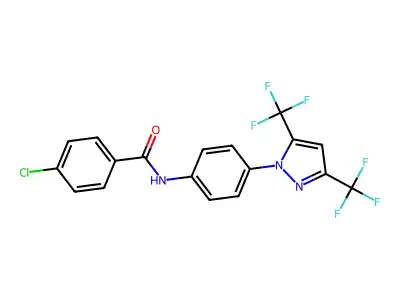 N-[4-[3,5-bis(trifluoromethyl)pyrazol-1-yl]phenyl]-4-chlorobenzamide structure