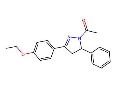 1-Acetyl-3-(4-ethoxyphenyl)-5-phenyl-2-pyrazoline structure