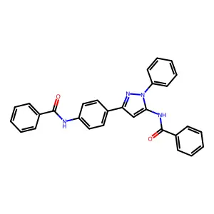 N-[4-(5-benzamido-1-phenylpyrazol-3-yl)phenyl]benzamide structure