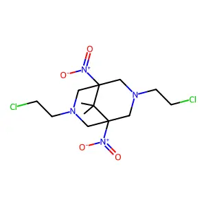 3,7-Bis(2-chloroethyl)-9,9-dimethyl-1,5-dinitro-3,7-diazabicyclo[3.3.1]nonane structure