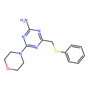 2-Amino-4-morpholino-6-phenylthiomethyl-1,3,5-triazine structure