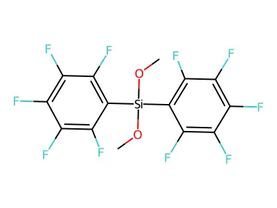 Dimethoxybis(pentafluorophenyl)silane structure