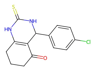 4-(4-Chlorophenyl)-2-sulfanylidene-1,3,4,6,7,8-hexahydroquinazolin-5-one structure