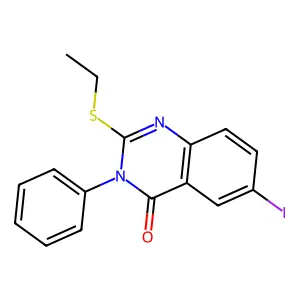 2-Ethylsulfanyl-6-iodo-3-phenylquinazolin-4-one structure