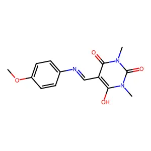 5-{[(4-Methoxyphenyl)amino]methylidene}-1,3-dimethyl-1,3-diazinane-2,4,6-trione structure