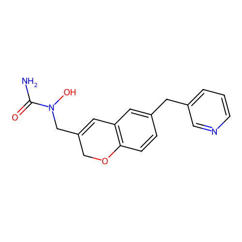 N-hydroxy-N-[6-(3-pyridylmethyl)-2H-1-benzopyran-3-ylmethyl]urea structure