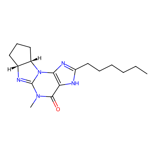(7R,8S)-2-Hexyl-5-methyl-7,8-propano-7,8-dihydro-3H-imidazo[2,1-b]purin-4(5H)-one structure