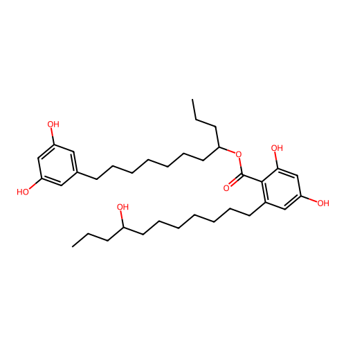 11-(3,5-Dihydroxyphenyl)undecan-4-yl 2,4-dihydroxy-6-(8-hydroxyundecyl)benzoate structure