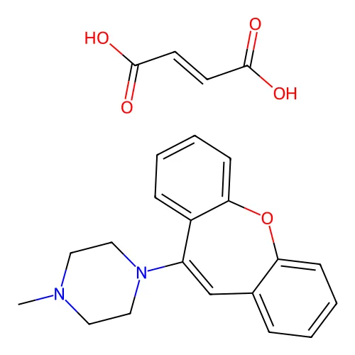 1-苯并[b][1]苯并噁庚因-5-基-4-甲基哌嗪;(E)-丁-2-烯二酸 structure
