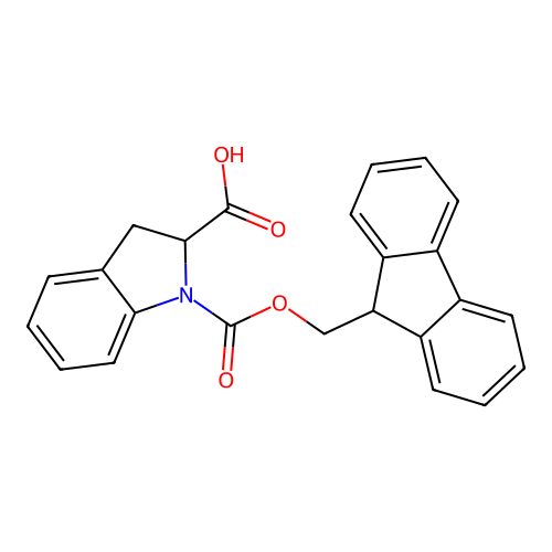 1-(((9H-fluoren-9-yl)methoxy)carbonyl)-2,3-dihydro-1H-indole-2-carboxylic acid structure