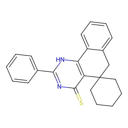 2-phenyl-3H-spiro[benzo[h]quinazoline-5,1'-cyclohexane]-4(6H)-thione structure