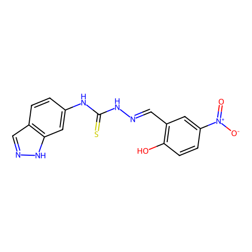 1-(1H-indazol-6-yl)-3-[[(Z)-(3-nitro-6-oxocyclohexa-2,4-dien structure
