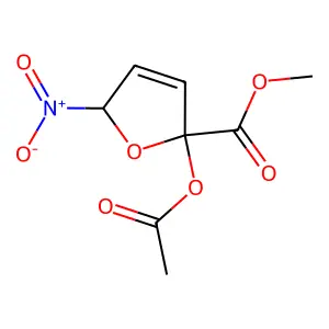 5-Nitro-2-acetoxy-2,5-dihydro-2-furancarboxylic acid methyl ester structure